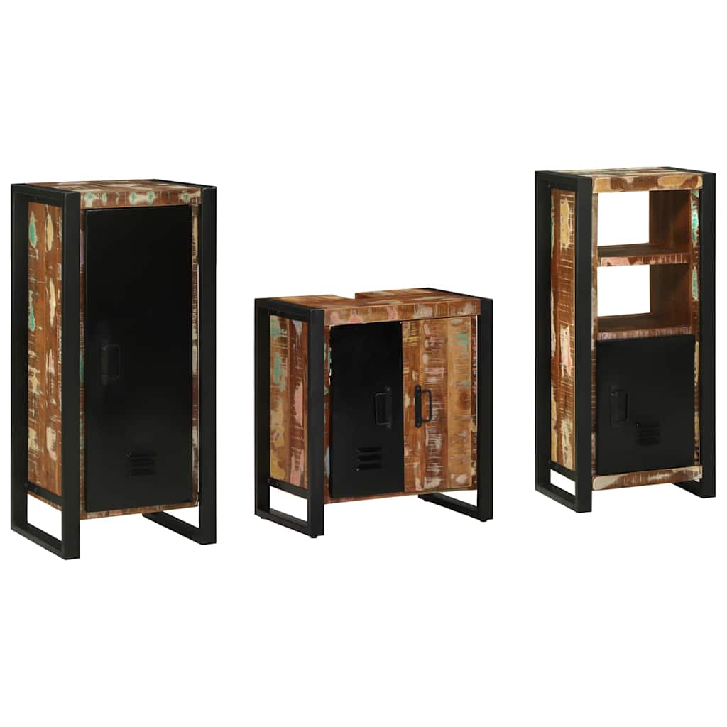 Bathroom Furniture Set 3 pcs Multicolour Solid Reclaimed Wood